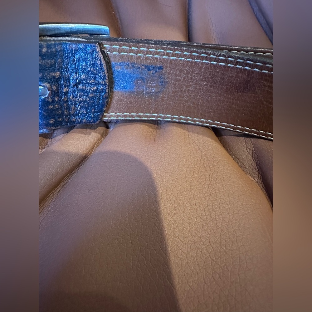 Vintage Classic Brown Distressed Leather Men's Belt - Size 38 - Picture 9 of 10